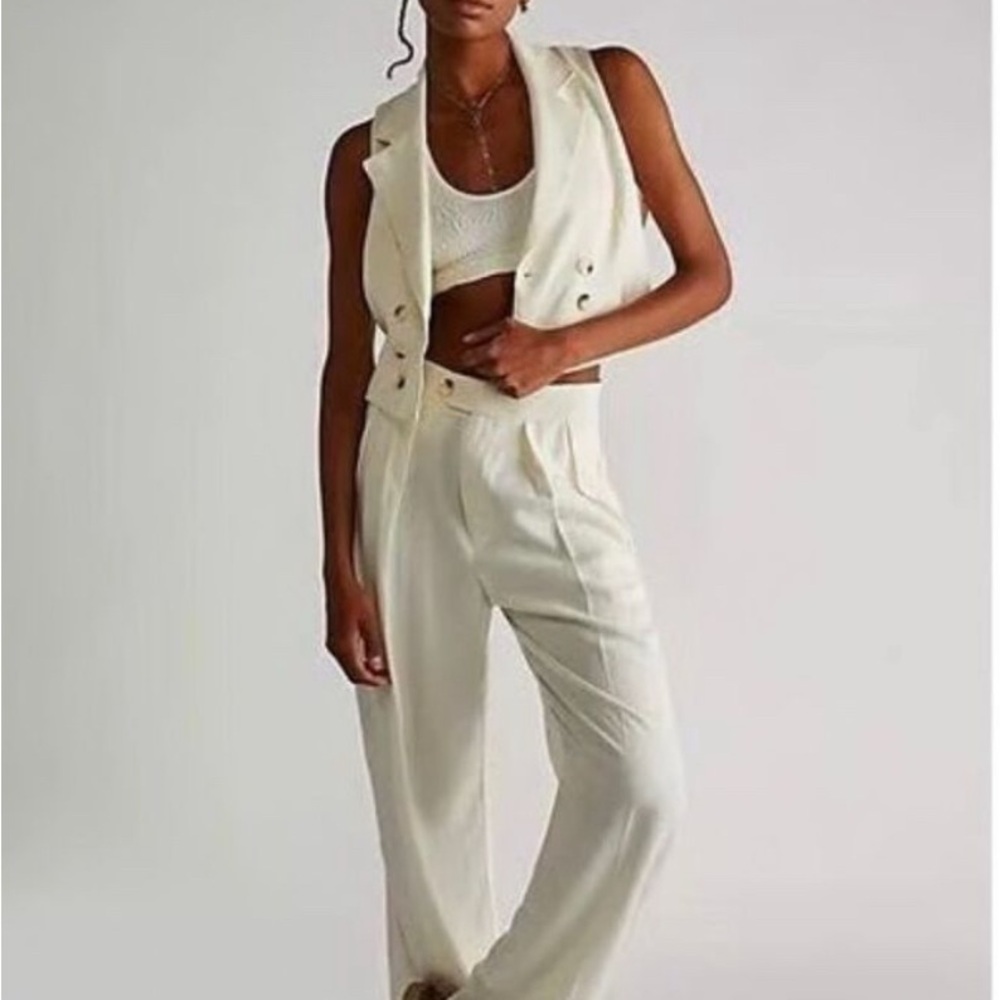 Free People Cream Women's Gabbie Trousers